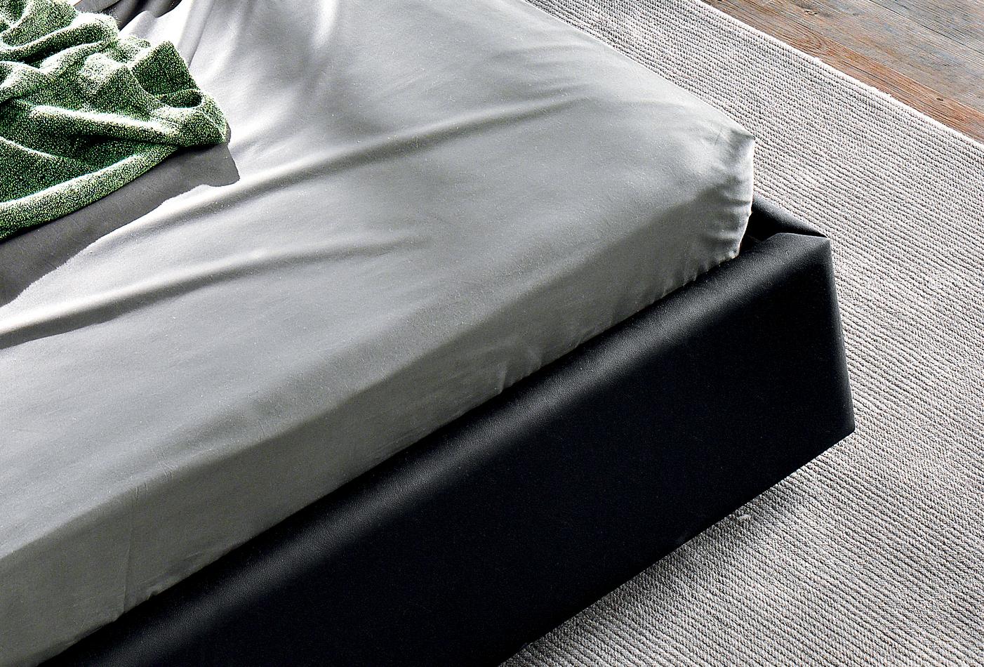 Enza Home Crystal, Başlıklı Baza, (160x200 cm), Siyah Suni Deri Kumaş 4
