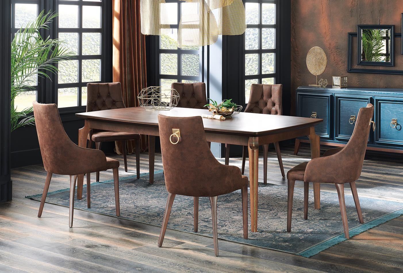 Enza Home Elegante, Konsol + Yemek Masası (Sabit) + Sandalye (4 adet)