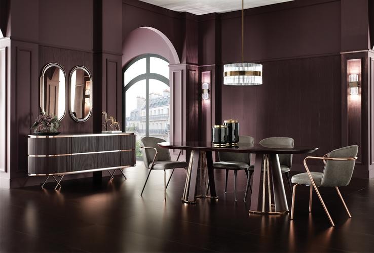 Vienna - Bordo Konsol + Yemek Masası (Sabit) + Sandalye (4 adet)