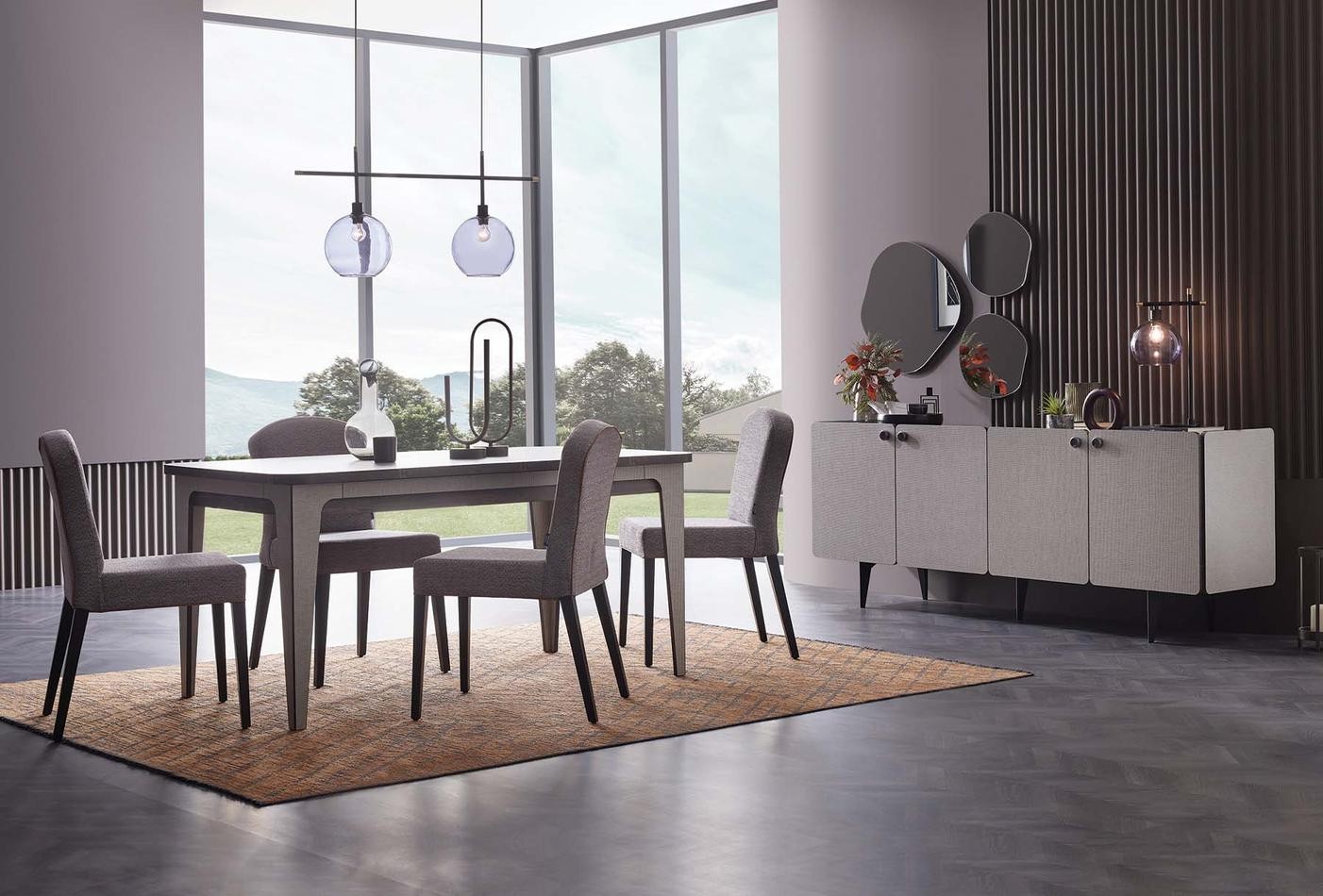 Enza Home Linz, Konsol + Yemek Masası (Sabit) + Sandalye (4 adet)