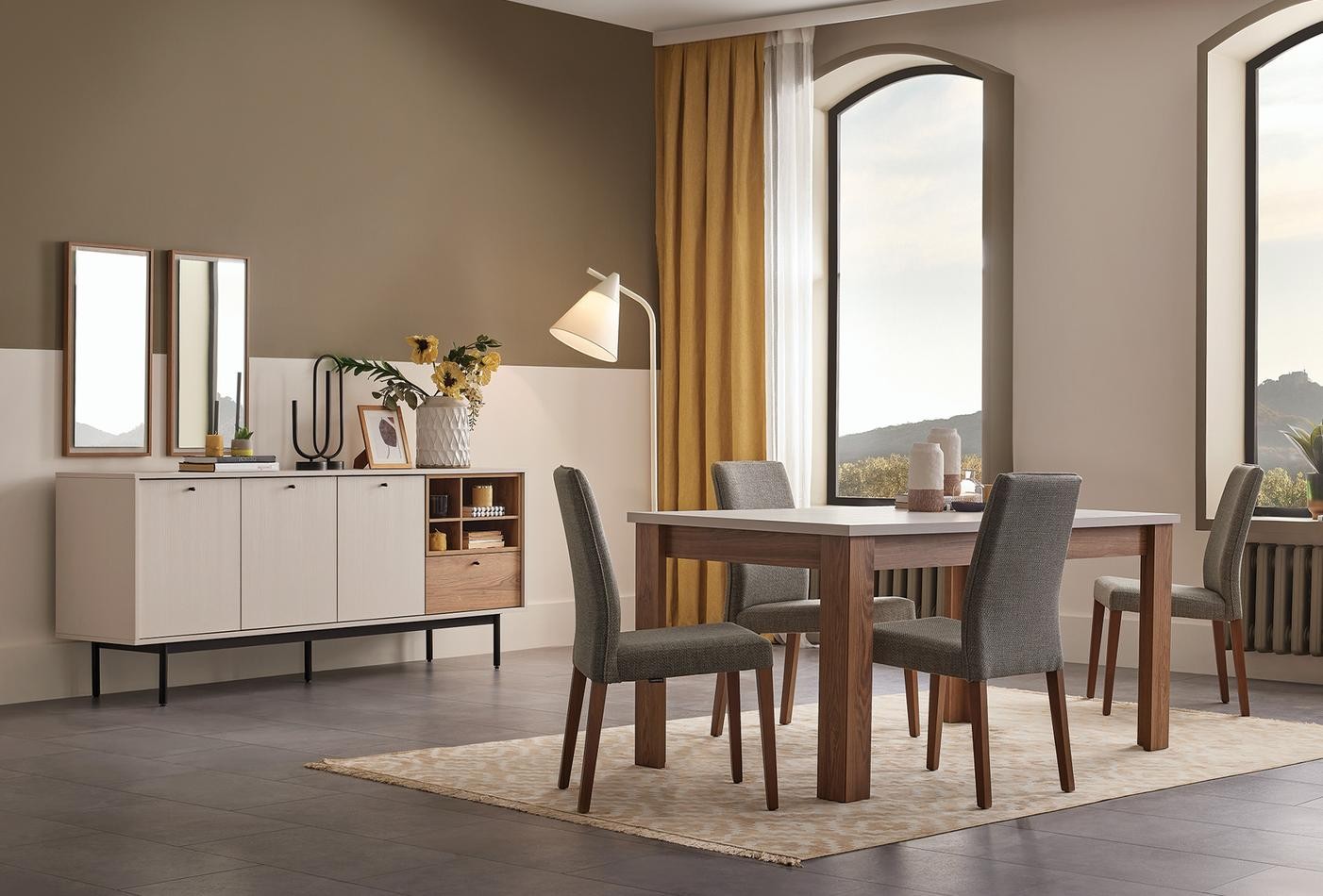Enza Home Loreto, Konsol + Yemek Masası (Sabit) + Sandalye (4 adet)