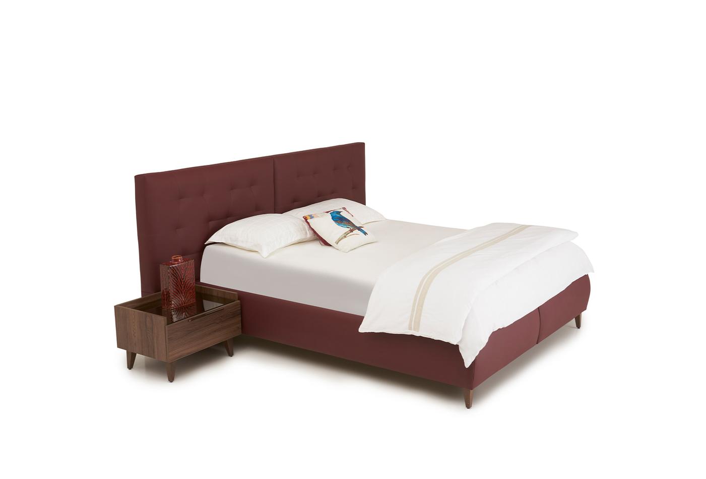 Enza Home Valente, Başlıklı Baza, (160x200 cm), 217 Bordo Suni Deri Kumaş 3