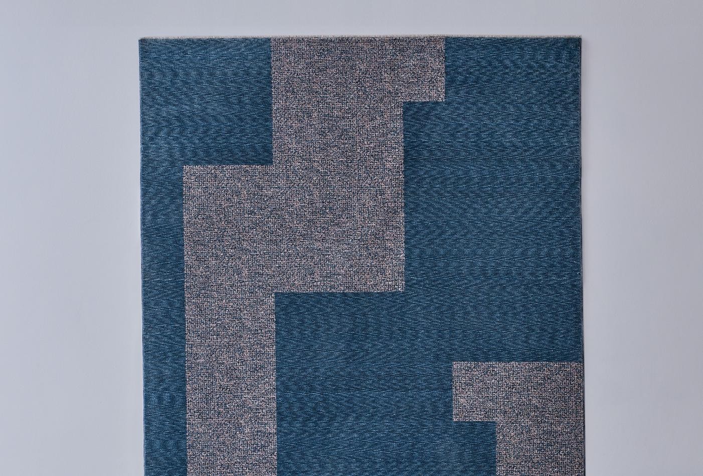 Enza Home Diagram, Polyester ve Viskon Halı, Mavi/Gri, 1.60 x 2.30 2
