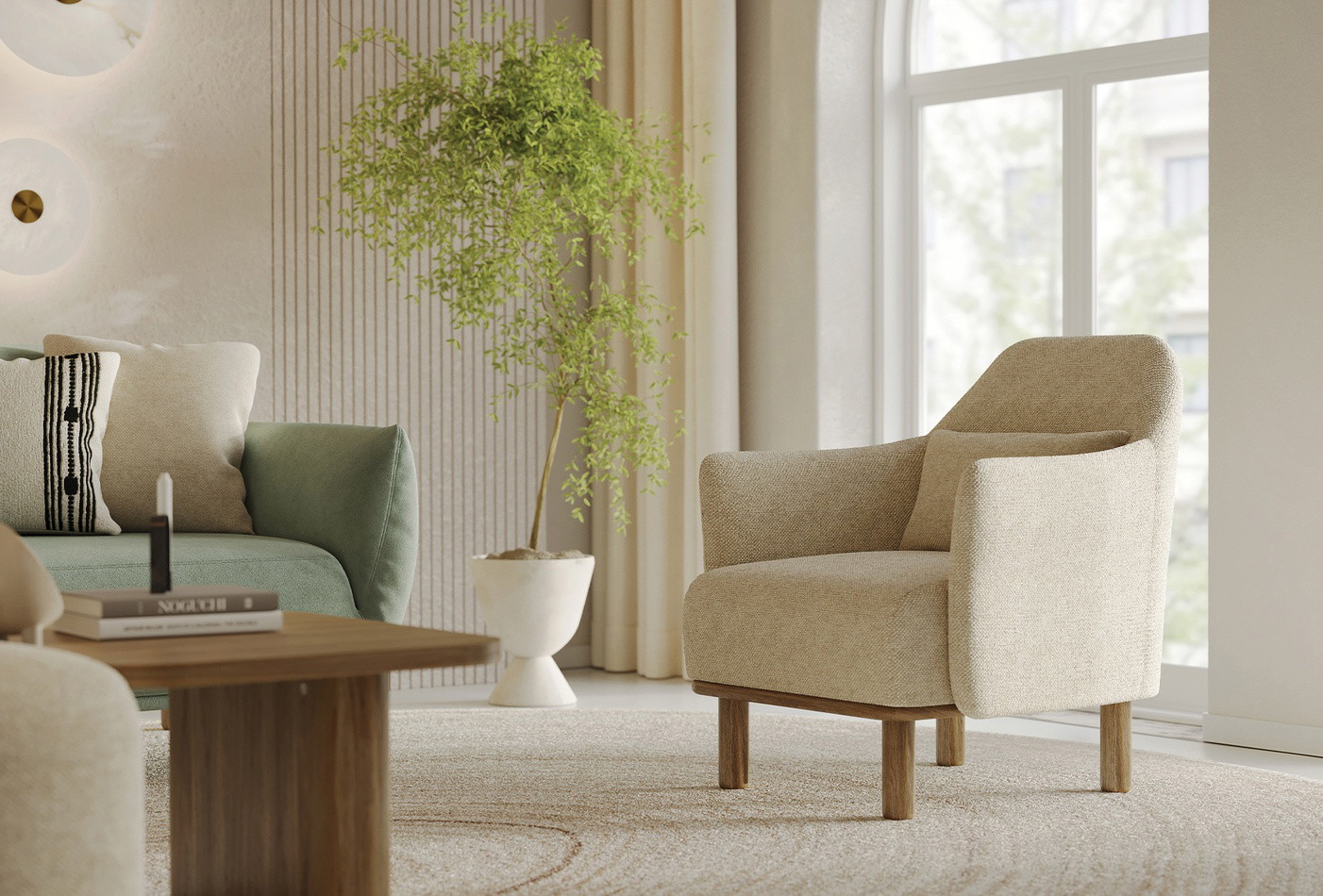 Enza Home Perge, Berjer, Tay Tüyü, 57001 Krem 1