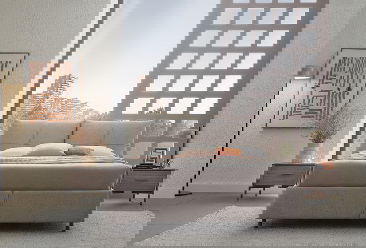 Varena Başlıklı Baza, (180x200 cm), 55901 Açık Gri, Dokulu Kumaş