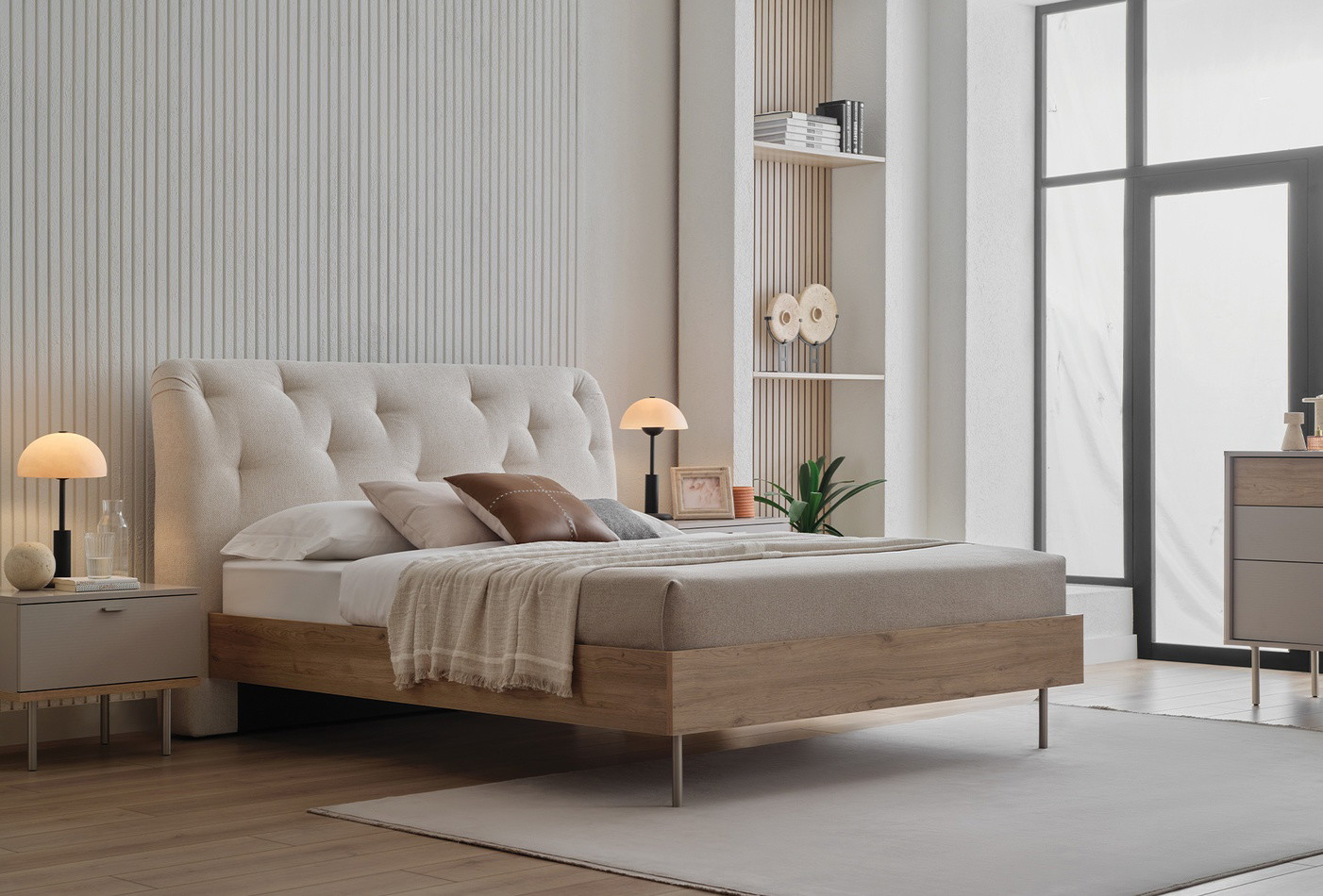 Enza Home Cante, Başlıklı Karyola, (160x200 cm), 57001 Krem 1