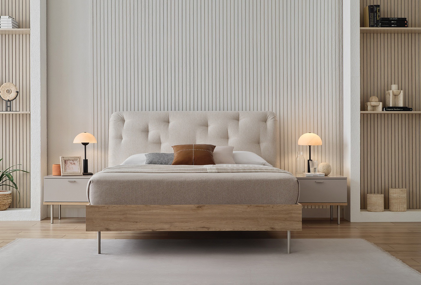 Enza Home Cante, Başlıklı Karyola, (160x200 cm), 57001 Krem 2