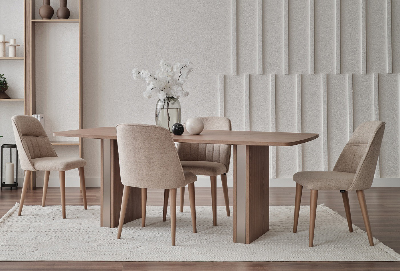 Enza Home Paloma, Sandalye, Dokuma Kumaş Oval Tasarım Kum Rengi 8